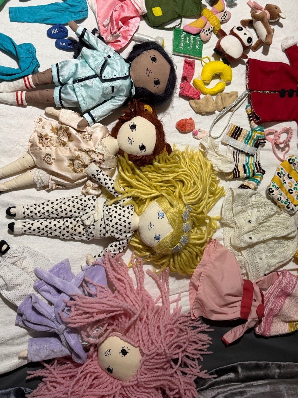 Land of Nod Ashley Goldberg Cloth Doll Lot 4 Dolls + Clothes Accessories